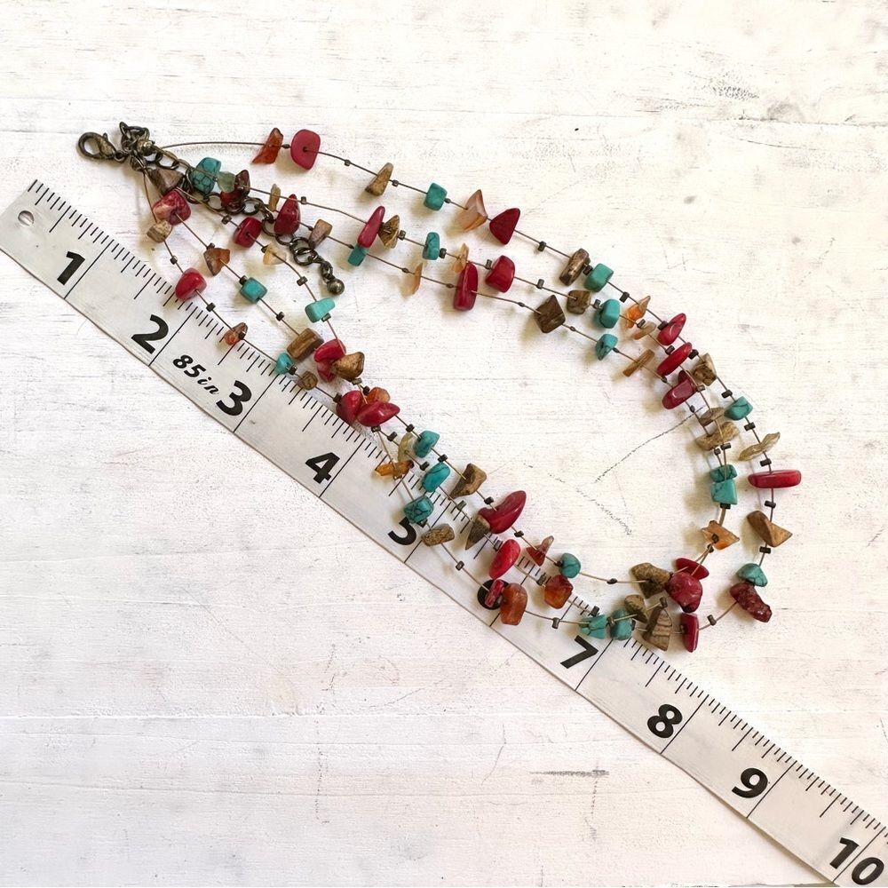 Colorful multi strand chip stone necklace - Picture 4 of 8